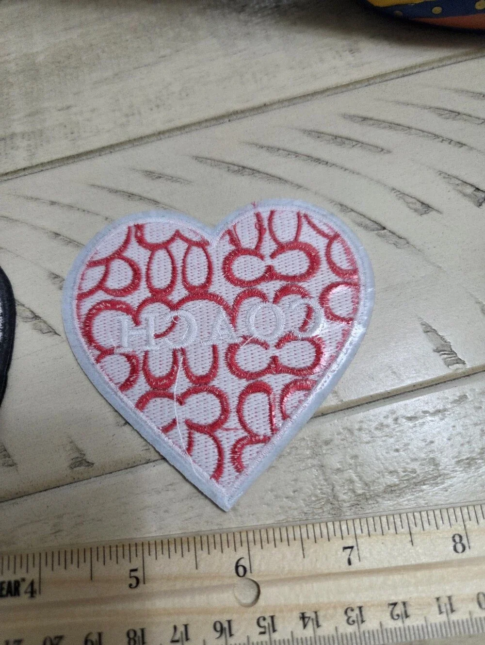 Set of 2 Designer Style Heart Embroidered Patches - Multicolor & Pink Monogram